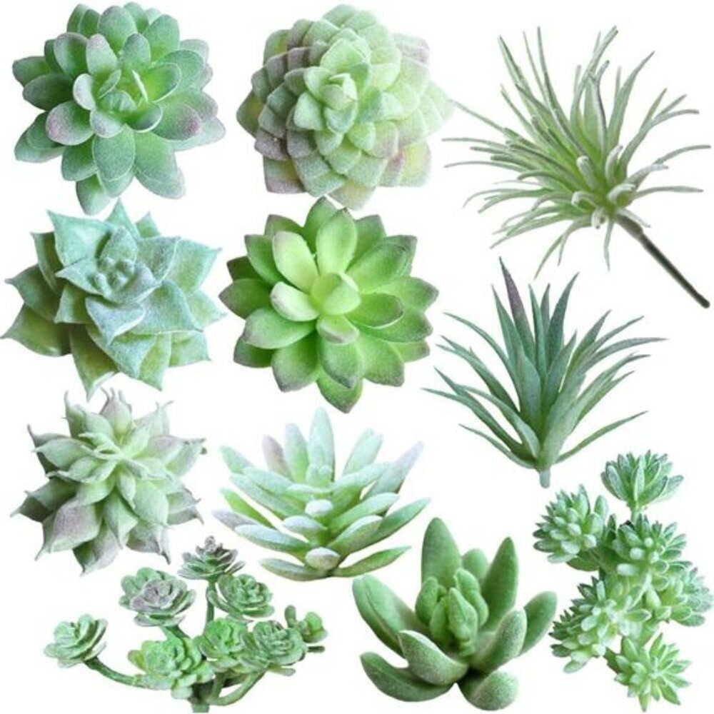 Mini Artificial Succulent Plants Set Faux Green Picks for Home Decor Crafts